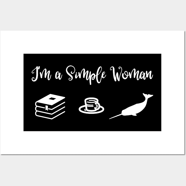 I'm a Simple Woman Book Coffee and Narwhals Wall Art by StacysCellar